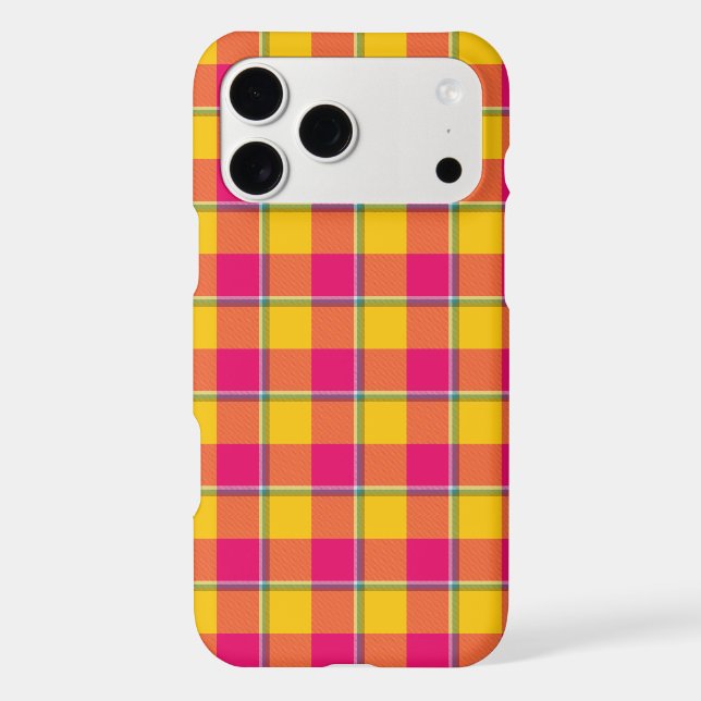 Corn and Razzmatazz Plaid Yellow Pink iPhone Case (Back)