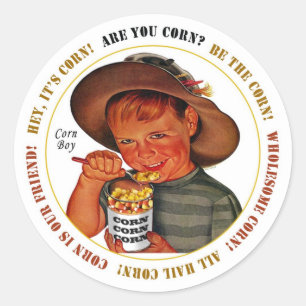 CORN BOY by Jeff Willis Art Classic Round Sticker