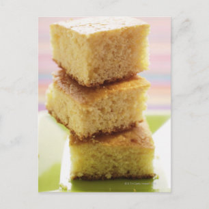 Corn bread, cut into cubes (in a pile) postcard