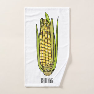 Corn cartoon illustration  bath towel set