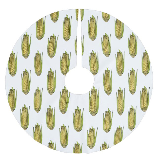 Corn cartoon illustration  brushed polyester tree skirt (Front)