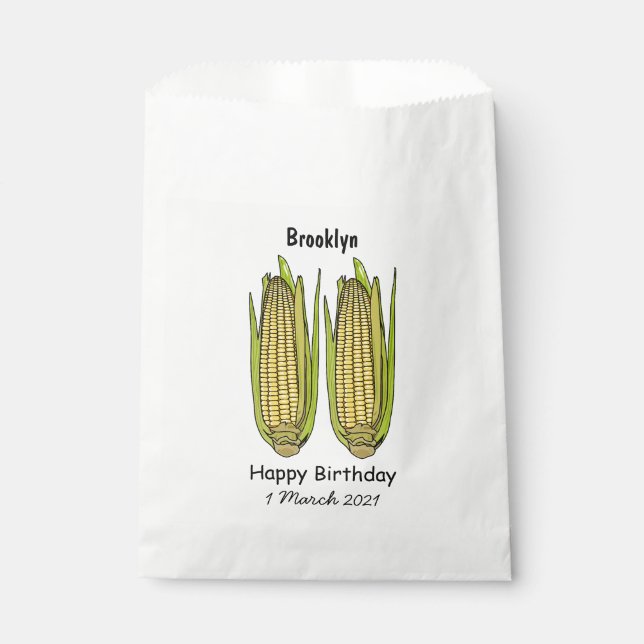 Corn cartoon illustration favour bag (Front)