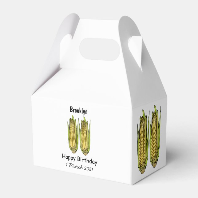 Corn cartoon illustration favour box (Front Side)