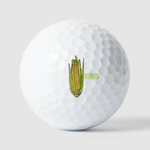 Corn cartoon illustration  golf balls