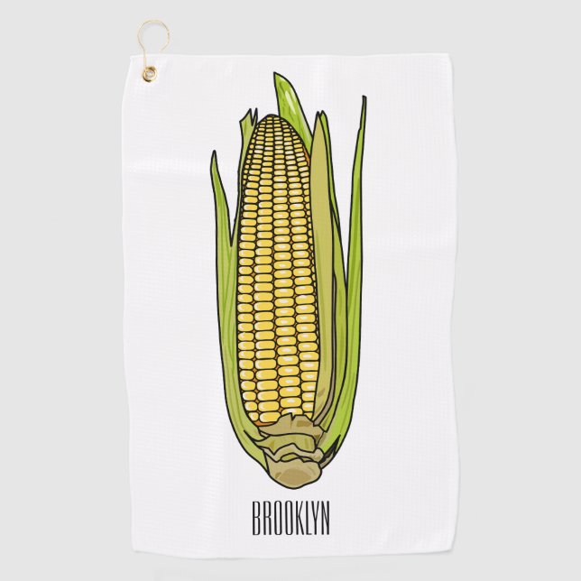 Corn cartoon illustration  golf towel (Front)