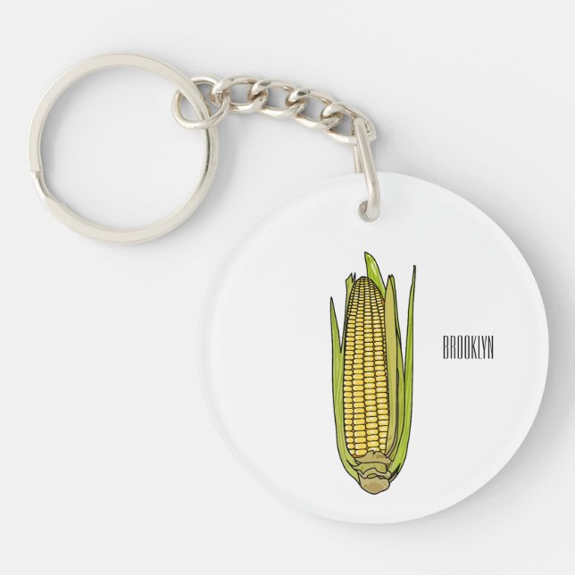 Corn cartoon illustration  key ring (Front)