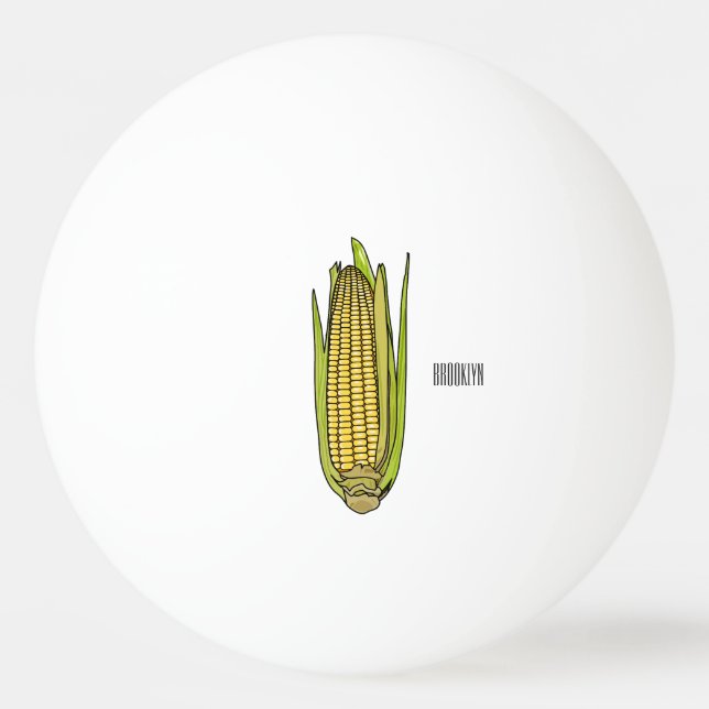 Corn cartoon illustration  ping pong ball (Front)