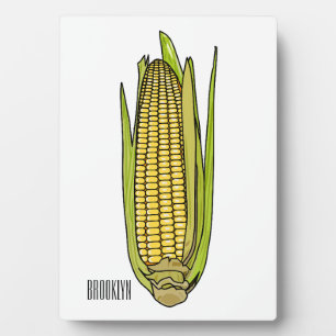 Corn cartoon illustration plaque