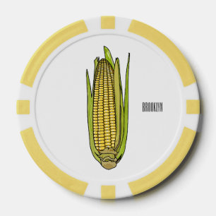 Corn cartoon illustration  poker chips