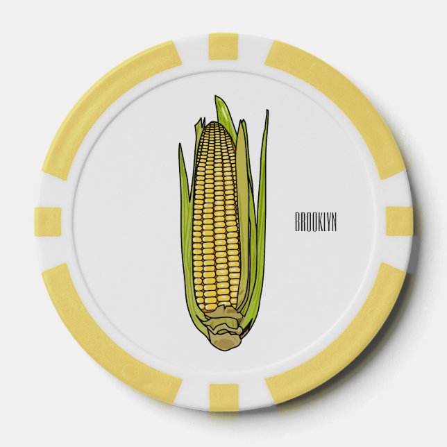 Corn cartoon illustration  poker chips (Front)