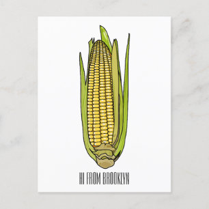 Corn cartoon illustration  postcard