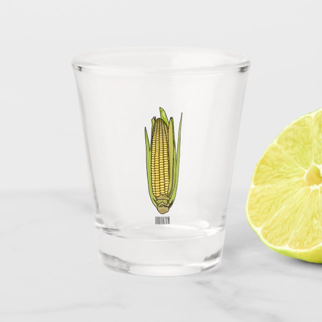 Corn cartoon illustration  shot glass (Front)