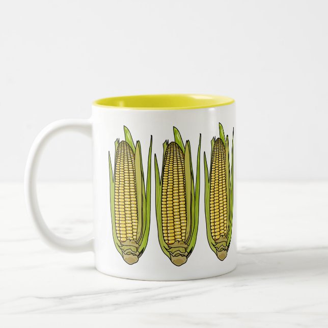 Corn cartoon illustration  Two-Tone coffee mug (Left)