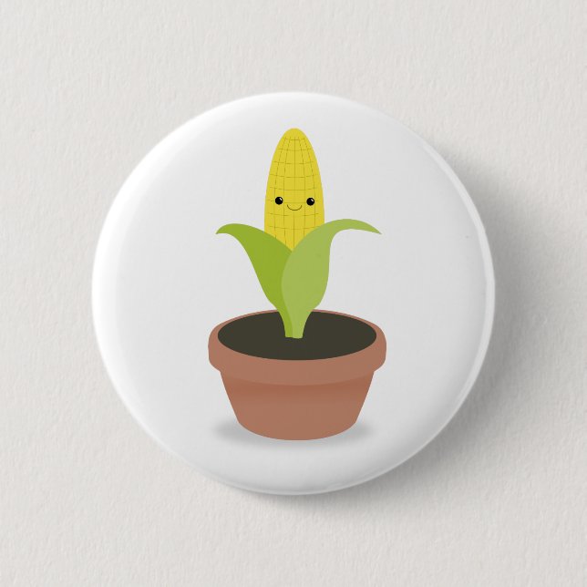 Corn Character 6 Cm Round Badge (Front)