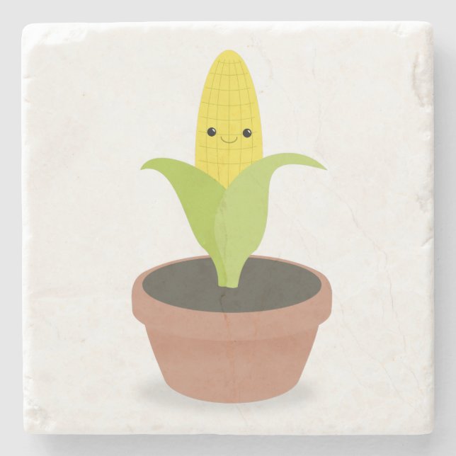 Corn Character Stone Coaster (Front)