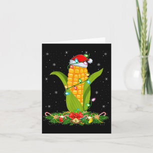 Corn Christmas Lights Funny Santa Hat Corn Xmas  Card