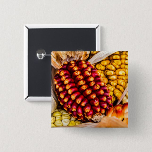 Corn cobs 15 cm square badge (Front & Back)
