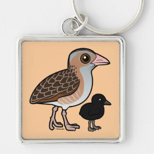 Corn Crake with baby Key Ring