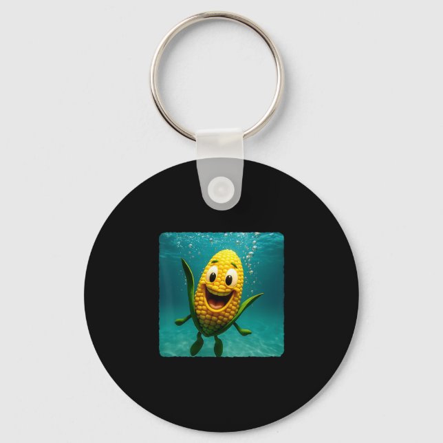 Corn Diving Underwater Ocean Diver Swimming Summer Key Ring (Front)
