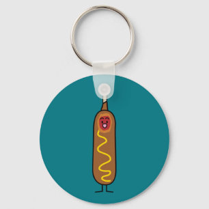 corn dog corndog mustard deep-fried sausage dogs key ring