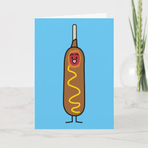 corn dog corndog mustard deep-fried sausage dogs thank you card