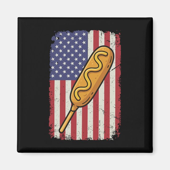 Corn Dog Usa Flag Corndog 4th Of July  Magnet (Front)