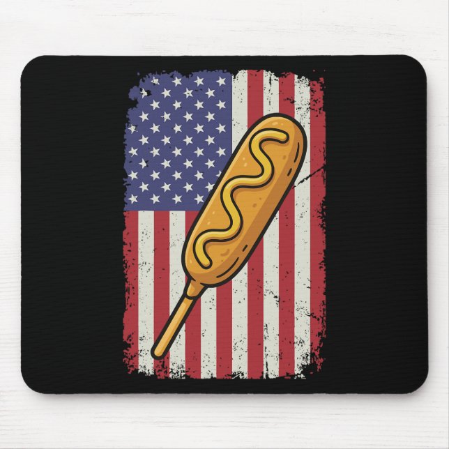 Corn Dog Usa Flag Corndog 4th Of July  Mouse Pad (Front)