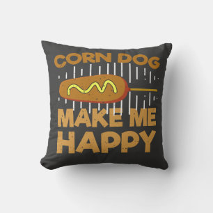 Corn Dogs Make Me Happy – Funny Foodie Cushion