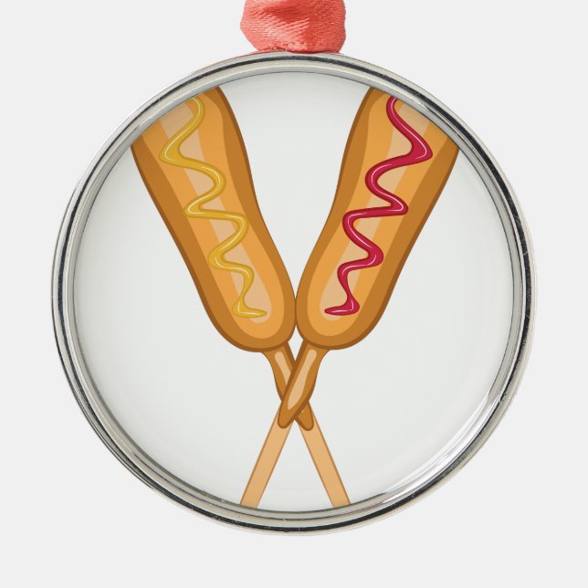 Corn Dogs Metal Tree Decoration (Front)