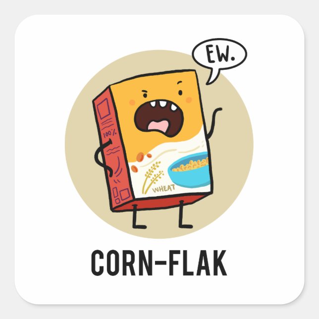 Corn-flak Sassy Cereal Pun Sticker (Front)