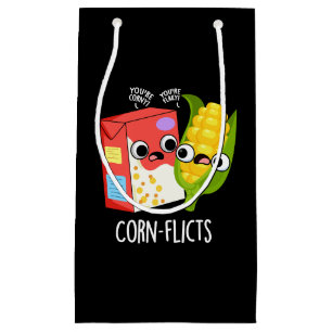 Corn-flict Funny Cornflake Corn Pun Dark BG Small Gift Bag