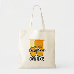 Corn-flicts Cute Corn Flakes Pun Tote Bag