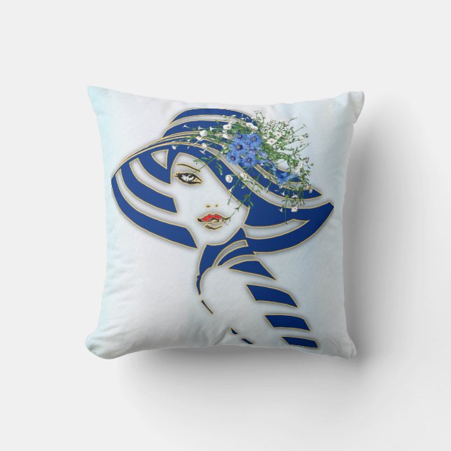 Corn Flowers, & White Roses Cushion (Front)