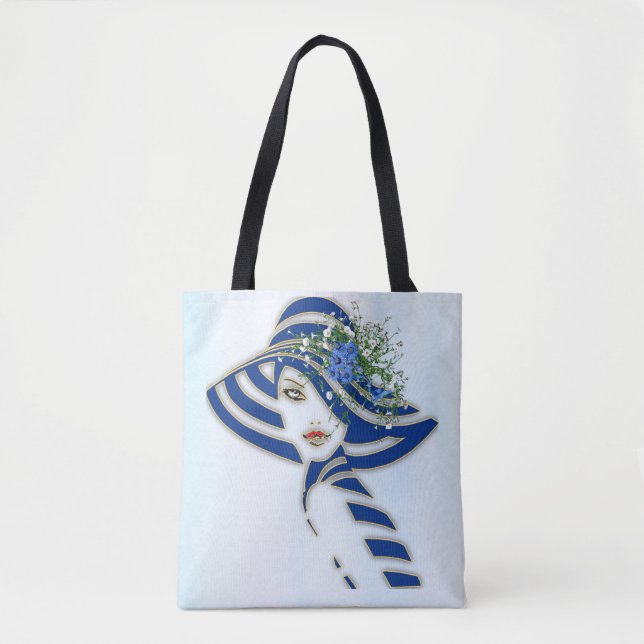 Corn Flowers, White Roses Wedding Tote Bag (Front)
