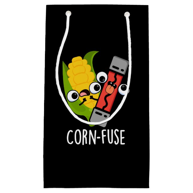 Corn-fuse Funny Confused Pun Dark BG Small Gift Bag (Front)