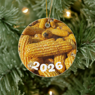Corn Harvest, Pile of Harvested Corn Cobs Ceramic Ornament