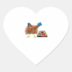 Corn Hole Thanksgiving Dabbing Turkey Cornhole Tos Heart Sticker