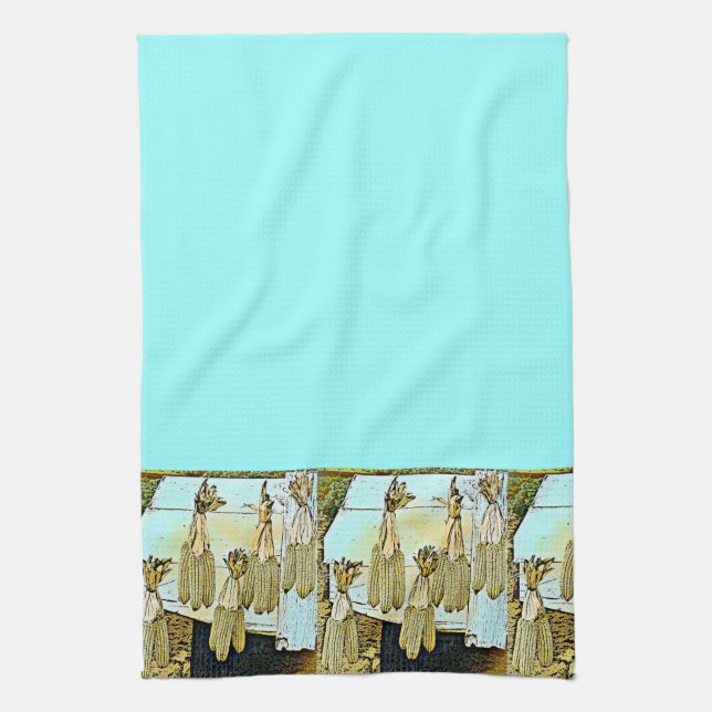 Corn Husk Painting Tea Towel (Vertical)