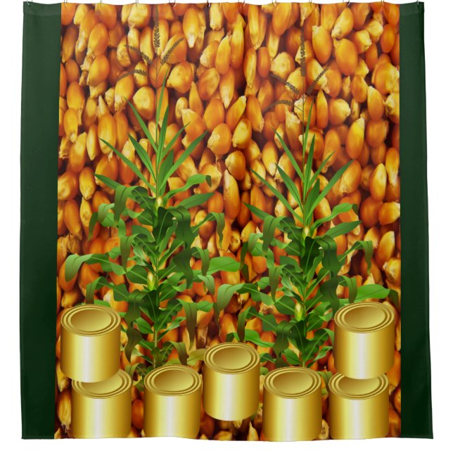 corn kernals green gold shower curtain (Front)