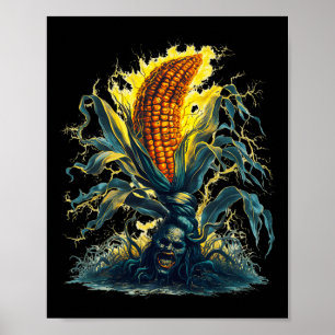 Corn Maize Ghost Ghoul Harvest Halloween Fun Tee Poster