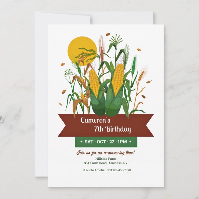 Corn Maze Birthday Invitation (Front)