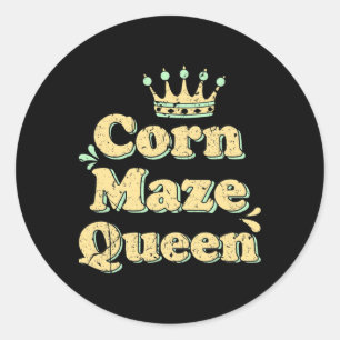 Corn Maze Queen Fall Autumn Halloween October Acti Classic Round Sticker