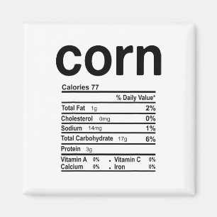 Corn Nutrition Facts Funny Thanksgiving Christmas Magnet