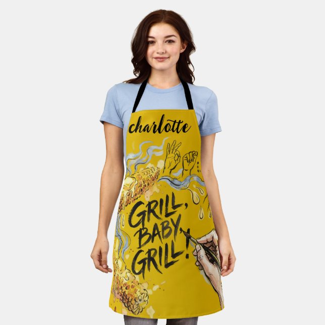 Corn On The Cob-Personalised BBQ & Corn Design Apron (Worn)