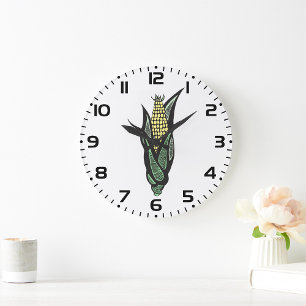 Corn on the Cob Rustic Farmhouse Vegetable Large Clock