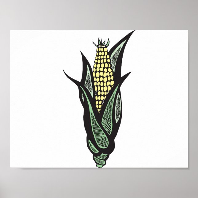 Corn on the Cob Rustic Farmhouse Vegetable Poster (Front)