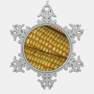 Corn on the Cob Snowflake Pewter Christmas Ornament
