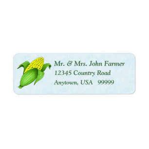 Corn On The Cob with Blue Bkgd Return Address Labe Return Address Label