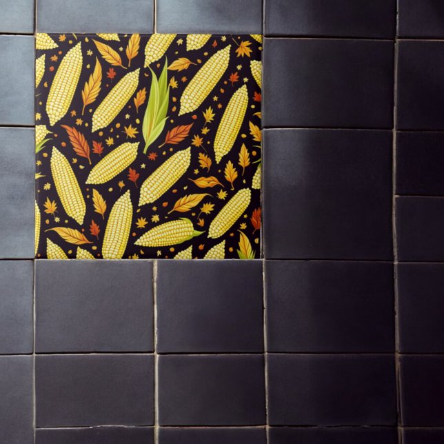 Corn Pattern Harvest Day Autumn Ceramic Tile (Creator Uploaded)