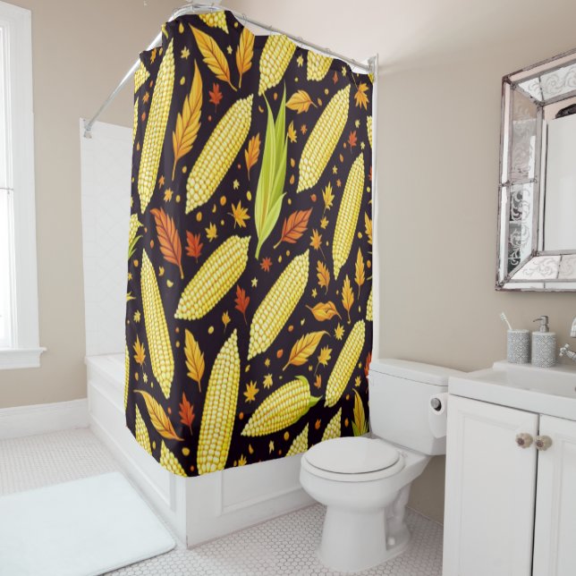 Corn Pattern Harvest Day Autumn Shower Curtain (In Situ)
